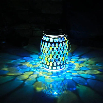 Solar Mosaic Hanging Lantern – Waterproof Outdoor LED Garden Light