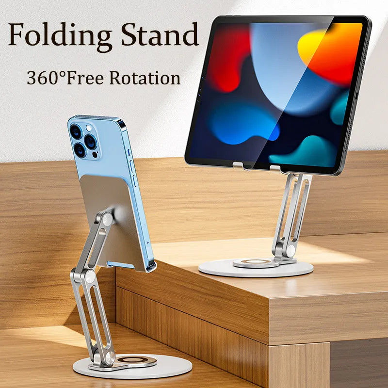 Premium Foldable Aluminum Phone & Tablet Stand – 360° Adjustable Holder