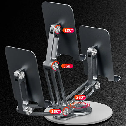 Premium Foldable Aluminum Phone & Tablet Stand – 360° Adjustable Holder