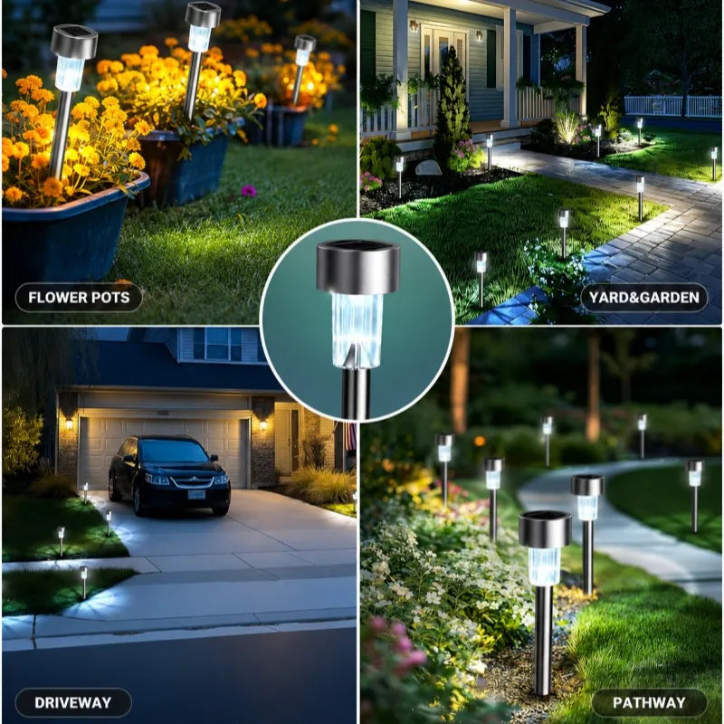 Solar LED Landscape Lights Outdoor – 12 Pack Waterproof Stainless Steel Garden Path Lights