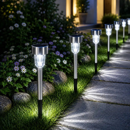Solar LED Landscape Lights Outdoor – 12 Pack Waterproof Stainless Steel Garden Path Lights
