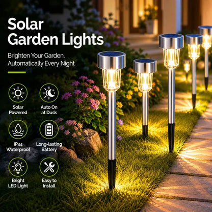 Solar LED Landscape Lights Outdoor – 12 Pack Waterproof Stainless Steel Garden Path Lights