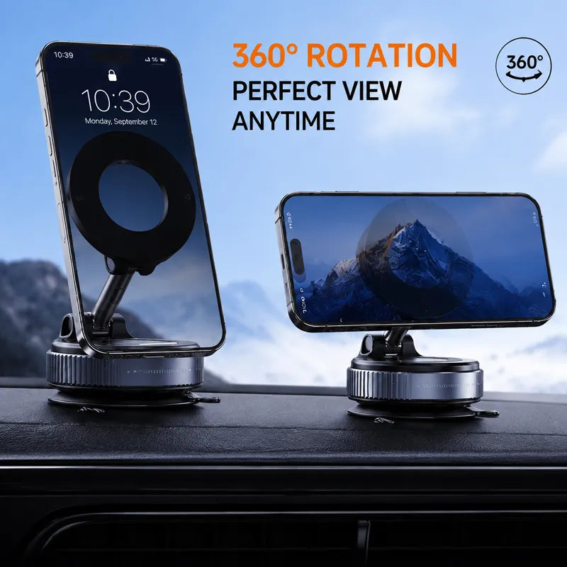 360° Rotating Magnetic Car Phone Mount – Strong Vacuum Suction
