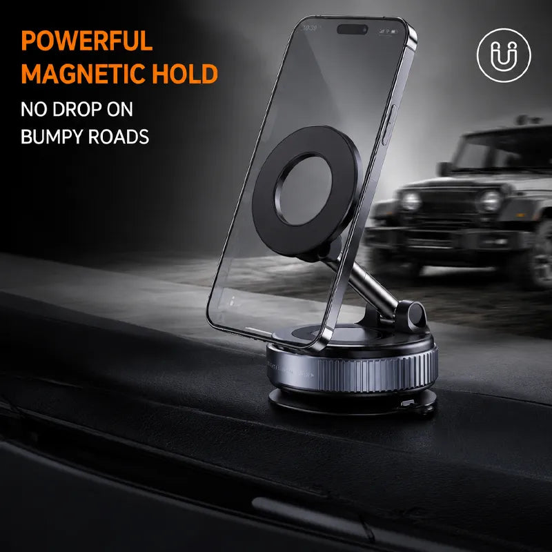 360° Rotating Magnetic Car Phone Mount – Strong Vacuum Suction