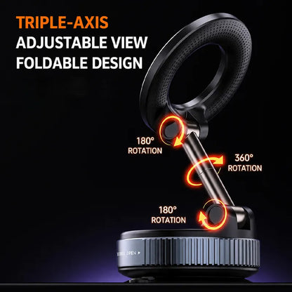 360° Rotating Magnetic Car Phone Mount – Strong Vacuum Suction