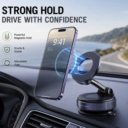 360° Rotating Magnetic Car Phone Mount – Strong Vacuum Suction
