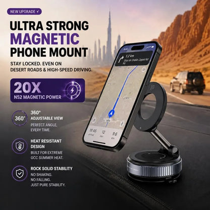 360° Rotating Magnetic Car Phone Mount – Strong Vacuum Suction