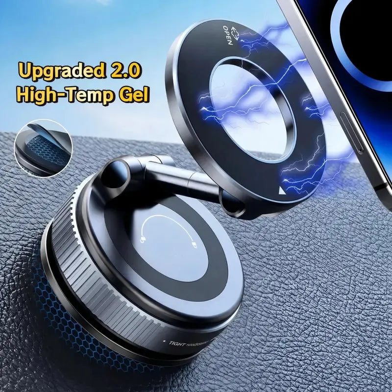360° Rotating Magnetic Car Phone Mount – Strong Vacuum Suction