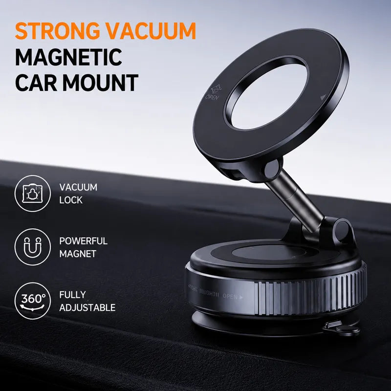 360° Rotating Magnetic Car Phone Mount – Strong Vacuum Suction