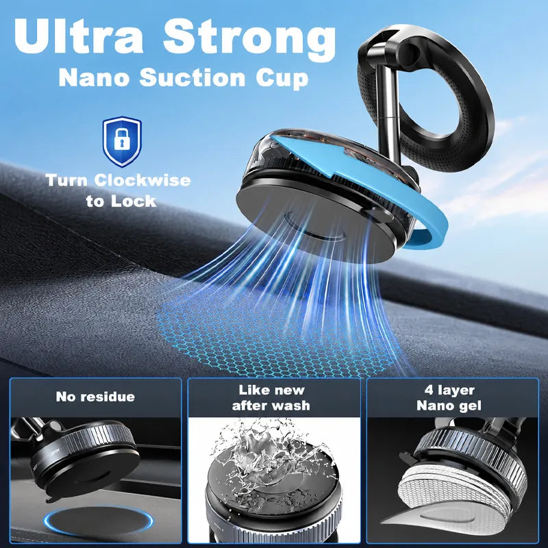 360° Rotating Magnetic Car Phone Mount – Strong Vacuum Suction