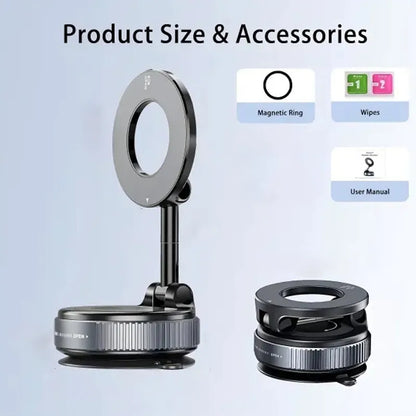 360° Rotating Magnetic Car Phone Mount – Strong Vacuum Suction