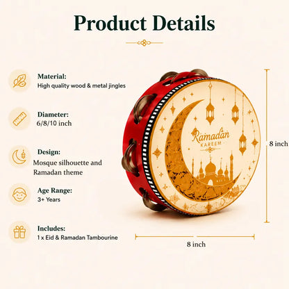 Traditional Arabic Tambourine Drum – For Weddings, Family Gatherings & Cultural Learning (6/8/10 Inch)