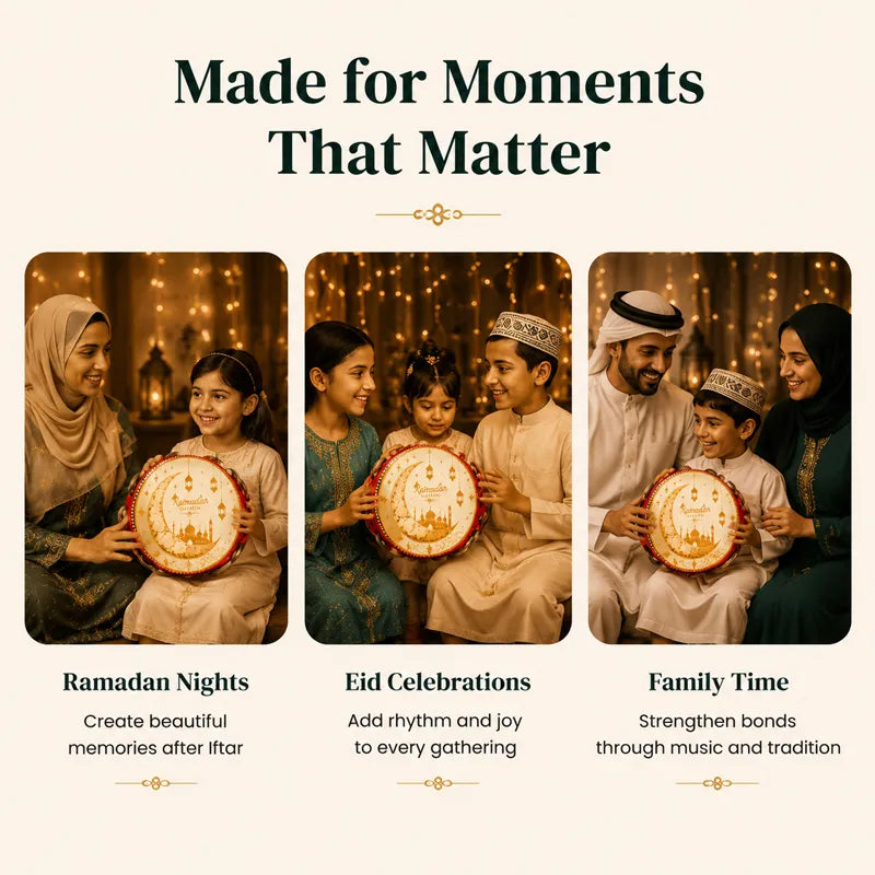 Traditional Arabic Tambourine Drum – For Weddings, Family Gatherings & Cultural Learning (6/8/10 Inch)