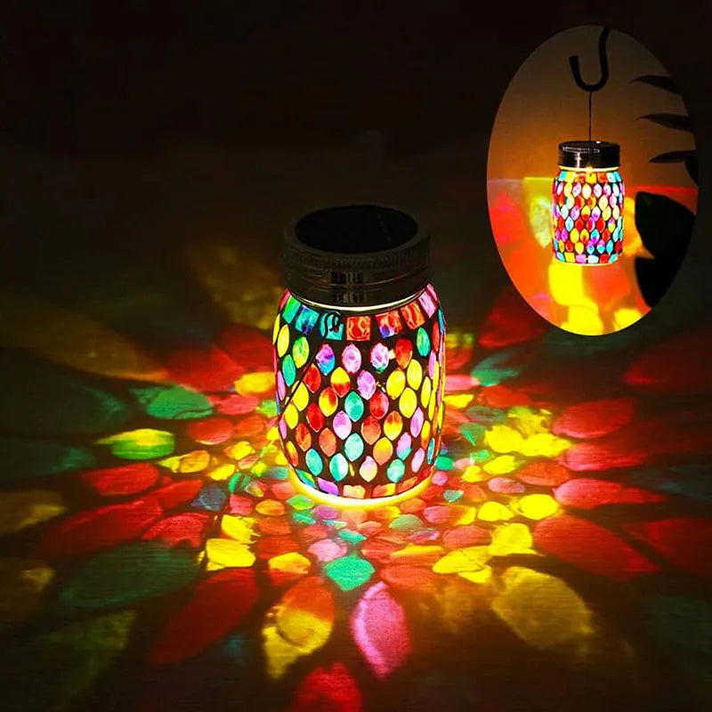 Solar Mosaic Hanging Lantern – Waterproof Outdoor LED Garden Light