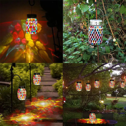 Solar Mosaic Hanging Lantern – Waterproof Outdoor LED Garden Light