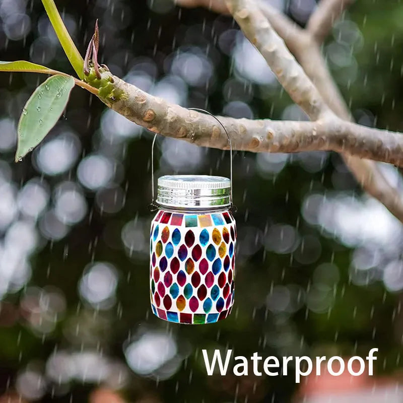 Solar Mosaic Hanging Lantern – Waterproof Outdoor LED Garden Light